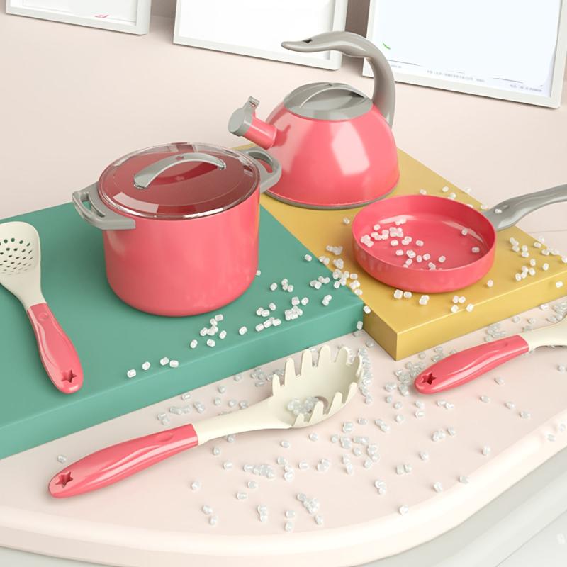 32-Piece Kid's Play Kitchen Cooking Toy Set with Fruit Cutting Utensils