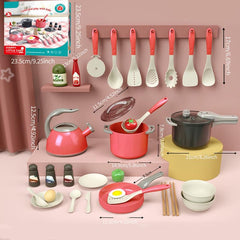 32-Piece Kid's Play Kitchen Cooking Toy Set with Fruit Cutting Utensils