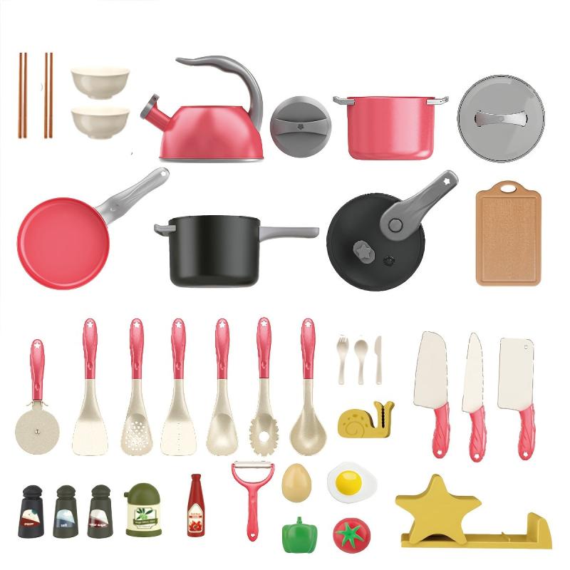 32-Piece Kid's Play Kitchen Cooking Toy Set with Fruit Cutting Utensils