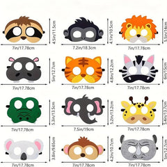 12pcs Children's Felt Animal Masquerade Masks for Party