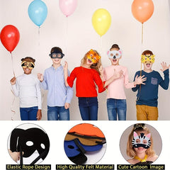 12pcs Children's Felt Animal Masquerade Masks for Party