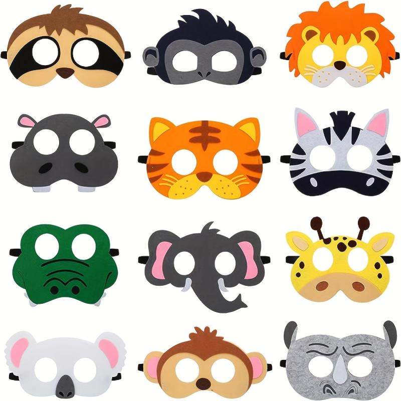 12pcs Children's Felt Animal Masquerade Masks for Party