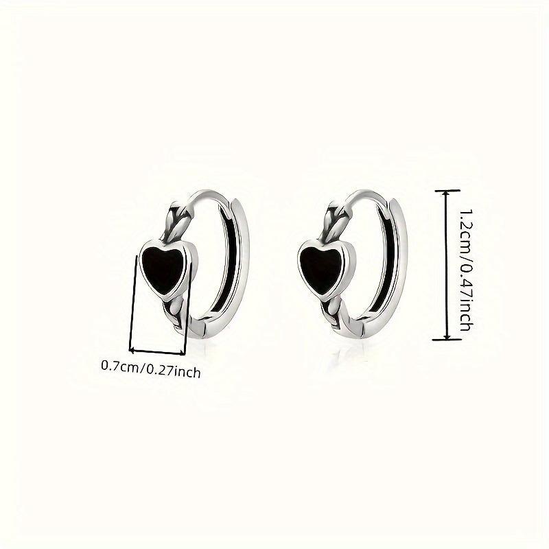 Heart & Ring Earrings Set Vintage Punk Style