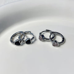 Heart & Ring Earrings Set Vintage Punk Style