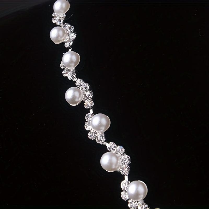 Charm Rhinestone Necklace & Earrings Set for Women - Bridal Wedding Jewelry