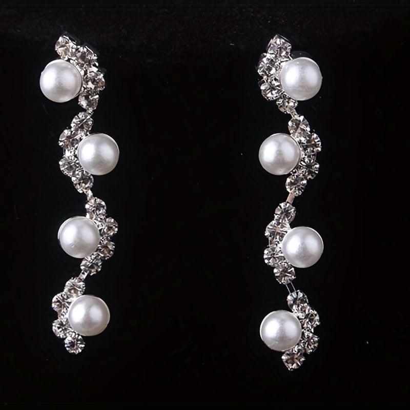 Charm Rhinestone Necklace & Earrings Set for Women - Bridal Wedding Jewelry