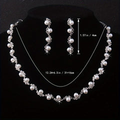 Charm Rhinestone Necklace & Earrings Set for Women - Bridal Wedding Jewelry