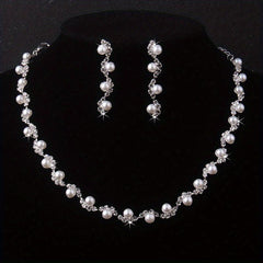 Charm Rhinestone Necklace & Earrings Set for Women - Bridal Wedding Jewelry