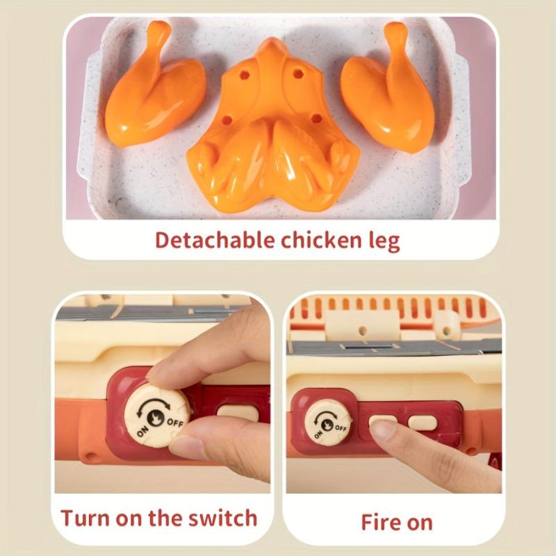 Kids BBQ Cooking Set Toy, Educational Food Playhouse Gift