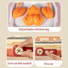 Kids BBQ Cooking Set Toy, Educational Food Playhouse Gift
