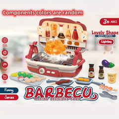 Kids BBQ Cooking Set Toy, Educational Food Playhouse Gift