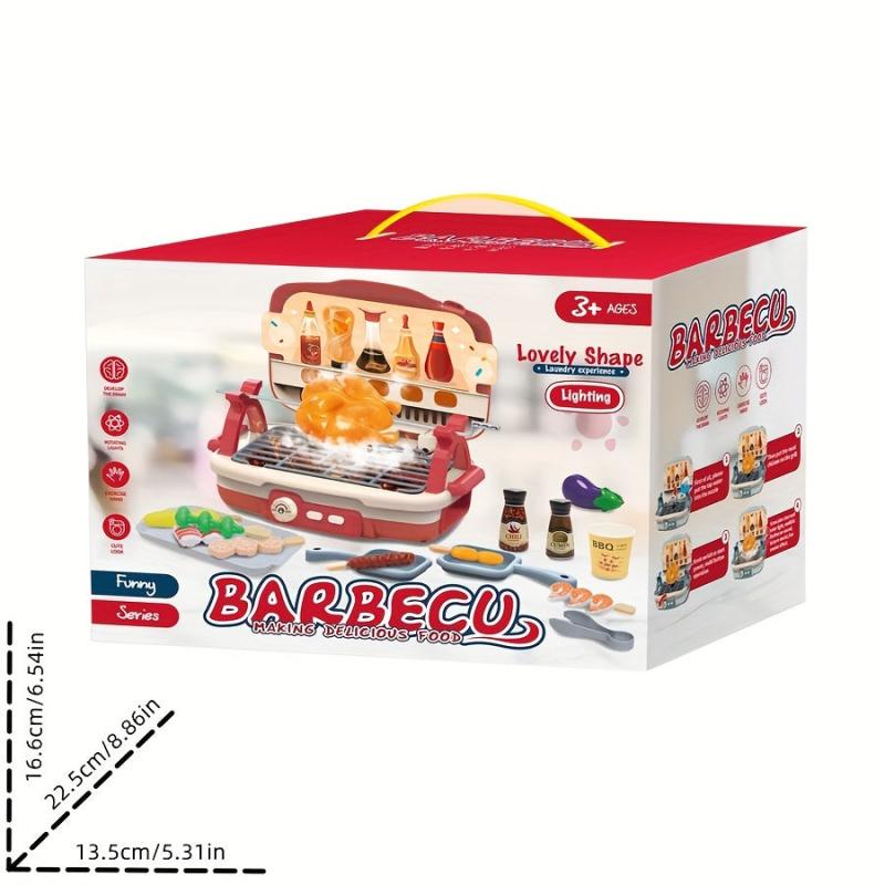 Kids BBQ Cooking Set Toy, Educational Food Playhouse Gift