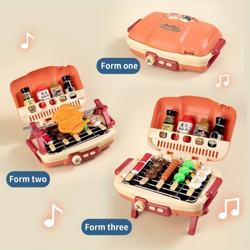 Kids BBQ Cooking Set Toy, Educational Food Playhouse Gift