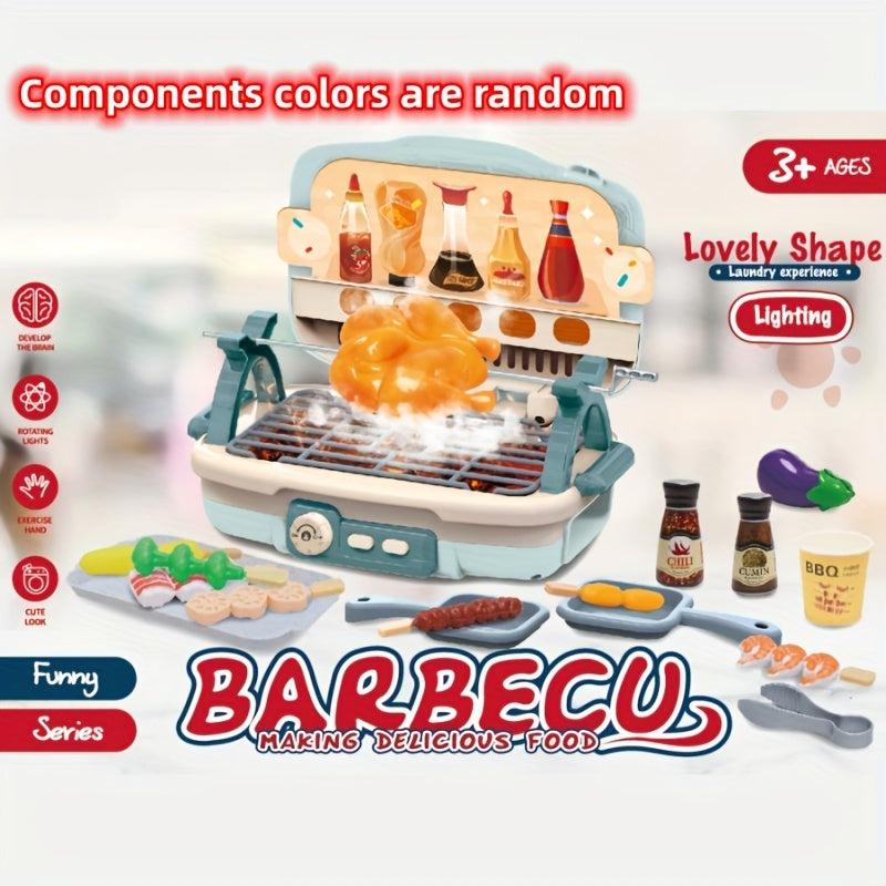 Kids BBQ Cooking Set Toy, Educational Food Playhouse Gift