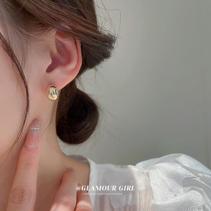 Metal Wind Bean Shape Earrings, Internet Celebrity Style
