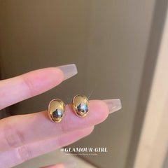 Metal Wind Bean Shape Earrings, Internet Celebrity Style