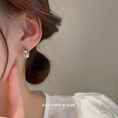 Metal Wind Bean Shape Earrings, Internet Celebrity Style