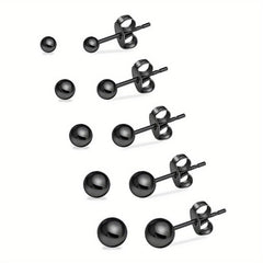 Stainless Steel Ball Stud Earrings Set 4 5 6 7 8mm