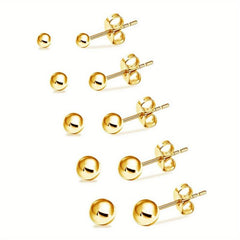 Stainless Steel Ball Stud Earrings Set 4 5 6 7 8mm