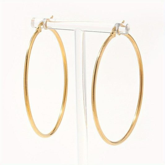 Hypoallergenic Hoop Earrings Thin Large Hoops 18K Plated Stainless Steel