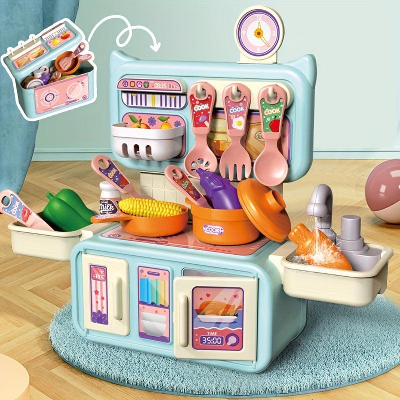 Kids Kitchen Playset - Simulated Cooking and Tableware