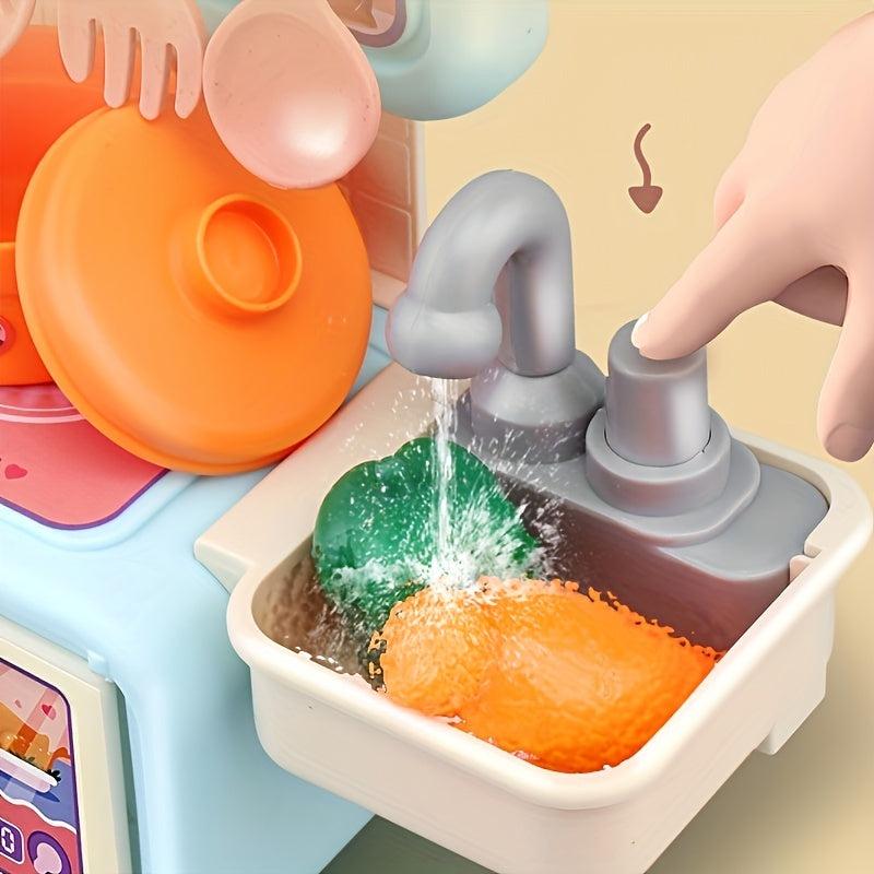 Kids Kitchen Playset - Simulated Cooking and Tableware
