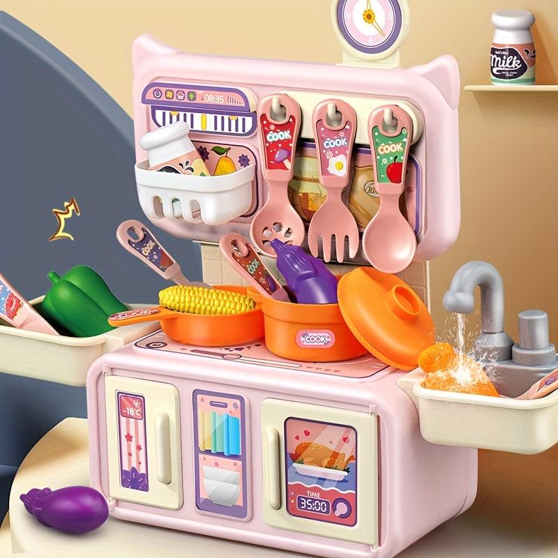 Kids Kitchen Playset - Simulated Cooking and Tableware