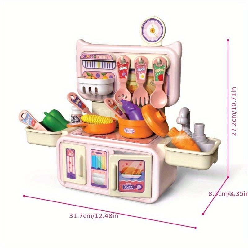 Kids Kitchen Playset - Simulated Cooking and Tableware