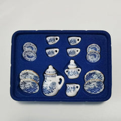 Mini Ceramic Tea Set for Dollhouse Play Toy - Kids Food Dishes Cups & Plates