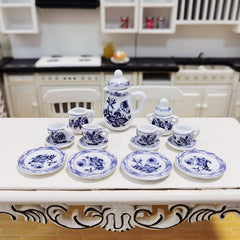 Mini Ceramic Tea Set for Dollhouse Play Toy - Kids Food Dishes Cups & Plates