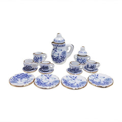 Mini Ceramic Tea Set for Dollhouse Play Toy - Kids Food Dishes Cups & Plates