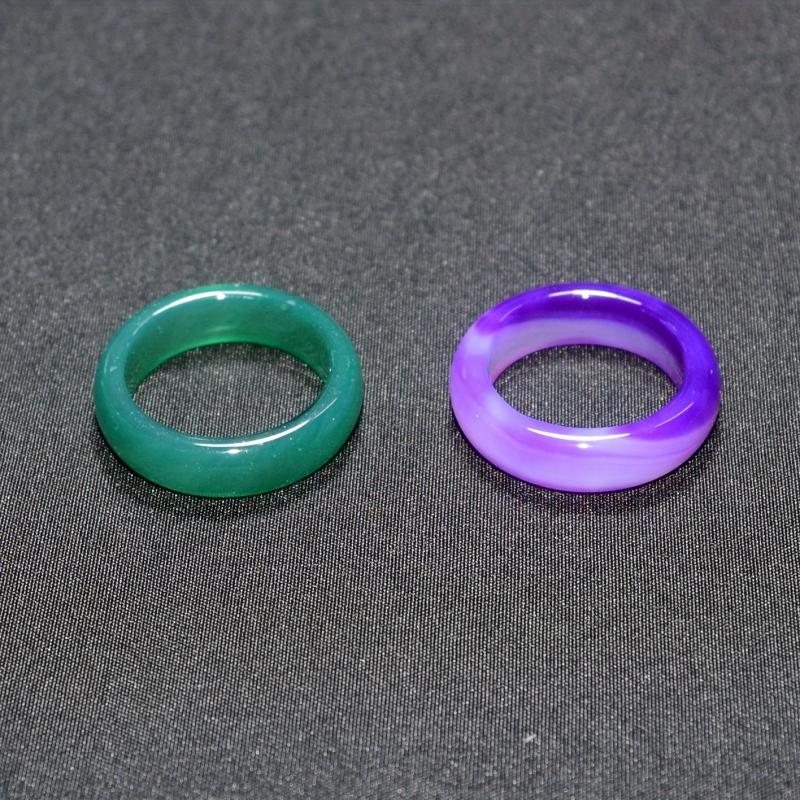 2pcs Gemstone Rings Natural Quartz Crystal Agate High Healing Stones