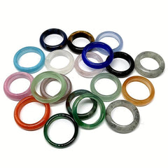 2pcs Gemstone Rings Natural Quartz Crystal Agate High Healing Stones