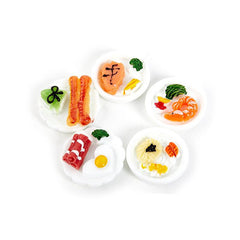 5pcs Dollhouse Breakfast Plate Set Egg And Bread Mini Food Model Ornaments
