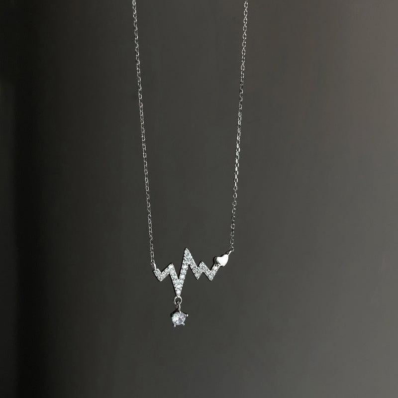 Summer Heartbeat Necklace Female Niche Personality Tide Electrocardiogram Clav