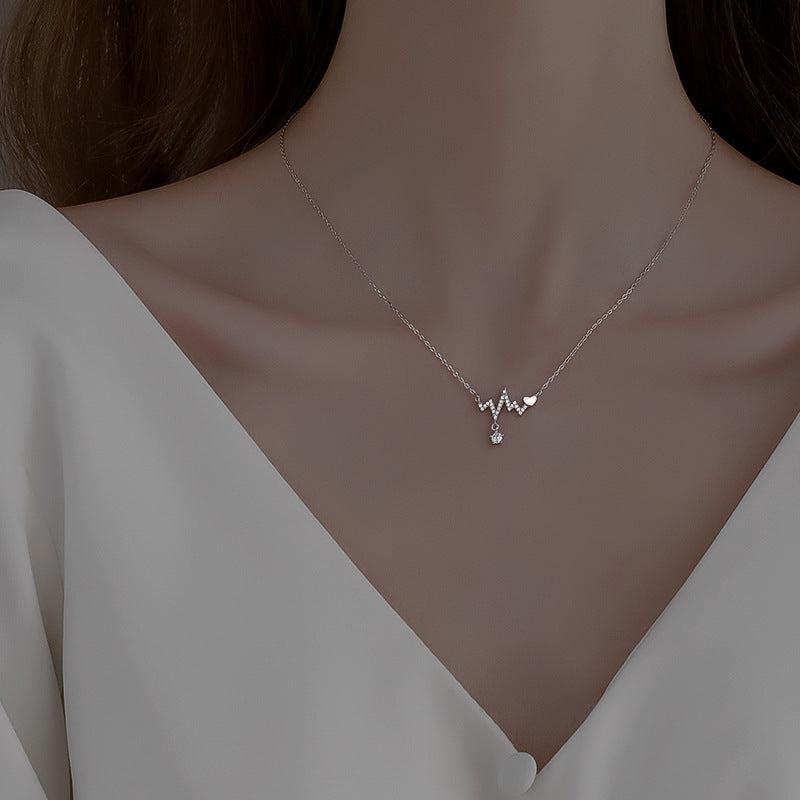 Summer Heartbeat Necklace Female Niche Personality Tide Electrocardiogram Clav