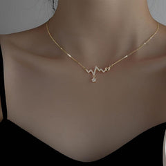 Summer Heartbeat Necklace Female Niche Personality Tide Electrocardiogram Clav