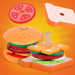 Wooden Hamburger Sandwich Toy Set for Kids