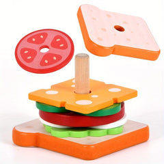 Wooden Hamburger Sandwich Toy Set for Kids