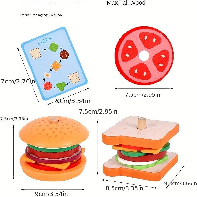 Wooden Hamburger Sandwich Toy Set for Kids