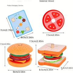 Wooden Hamburger Sandwich Toy Set for Kids