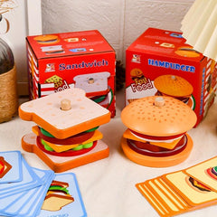 Wooden Hamburger Sandwich Toy Set for Kids