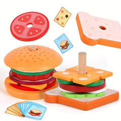 Wooden Hamburger Sandwich Toy Set for Kids