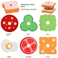 Wooden Hamburger Sandwich Toy Set for Kids