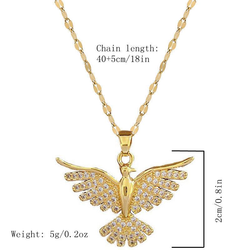 Phoenix Bird Pendant Necklace Stainless Steel Chain for Women