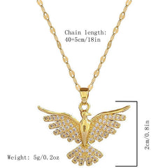 Phoenix Bird Pendant Necklace Stainless Steel Chain for Women
