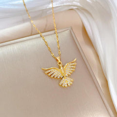 Phoenix Bird Pendant Necklace Stainless Steel Chain for Women