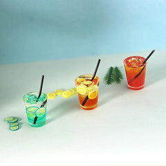 Mini Fruit Tea Drink Model for Dollhouse Scene Decoration