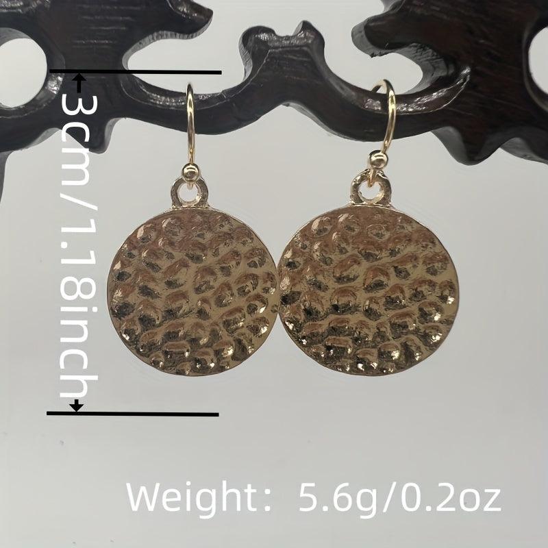 Circular Pattern Earrings Silvery Plated Vintage Ornaments