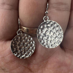 Circular Pattern Earrings Silvery Plated Vintage Ornaments